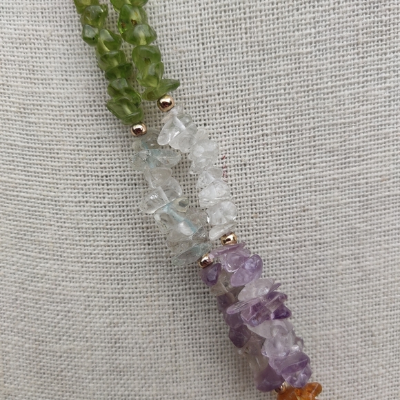 Vintage carnelian,peridot,amethyst stone necklace - Picture 4 of 13